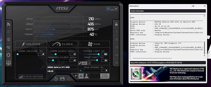 GPU Overclocking and Undervolting MSI Afterburner