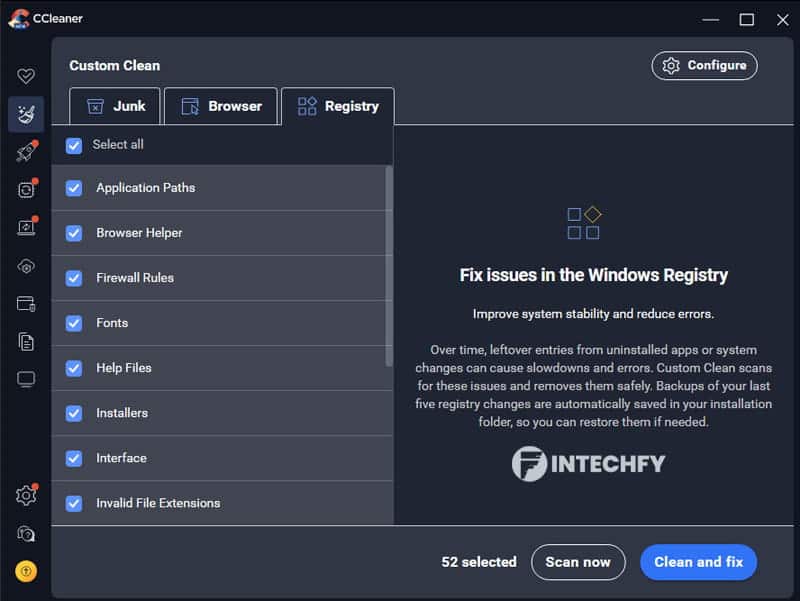 Registry Cleaner CCleaner
