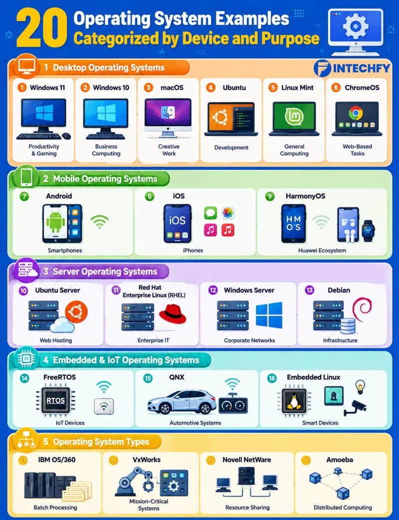 What Are the 20 Examples of Operating Systems?